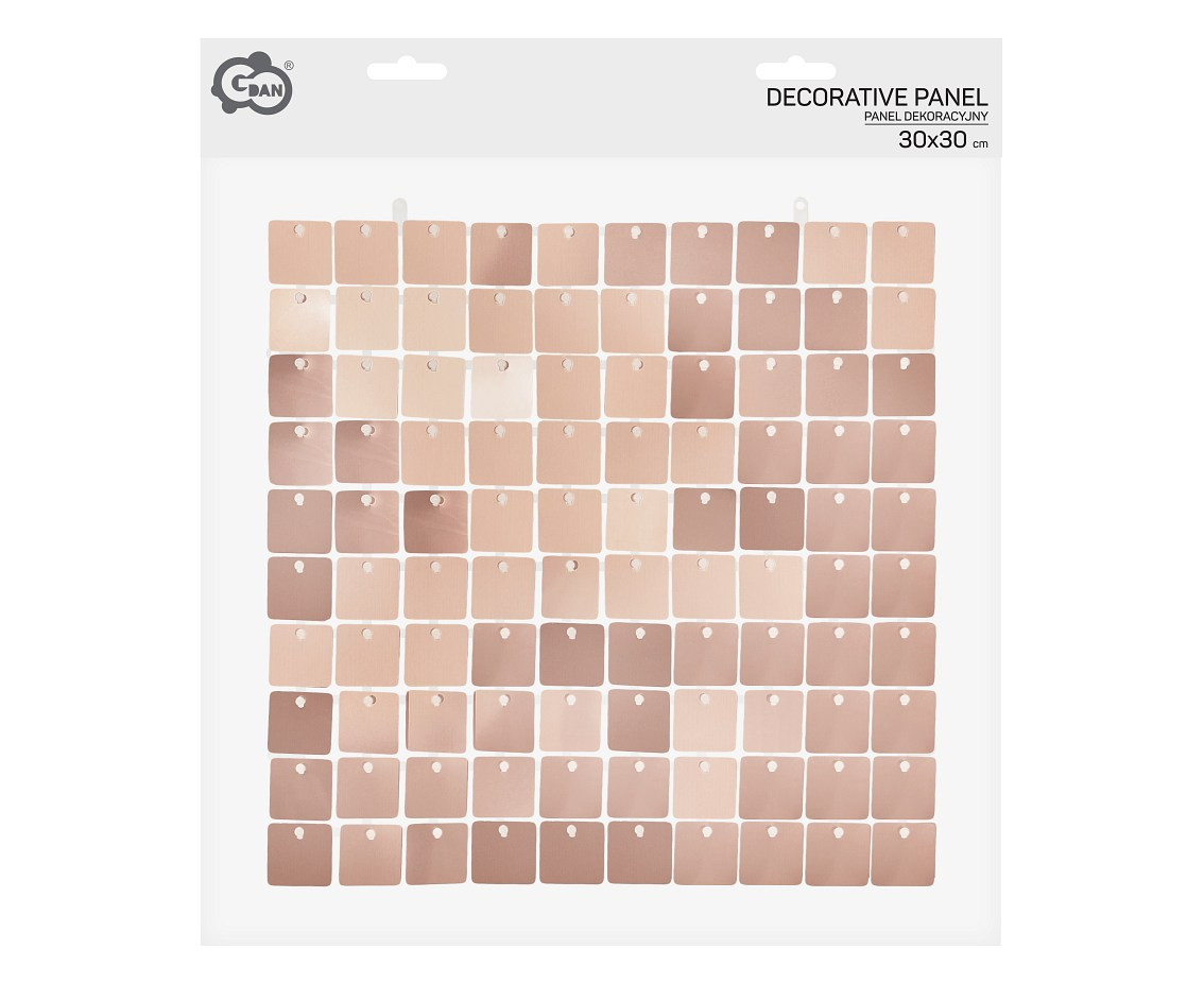 Decorative  panel rose gold, transparent background, 30x30 cm / 100 squares